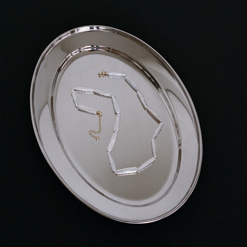 Freshwater pearl necklace with solid 9k gold clasp and chain closure handmade in Australia — Tahlais