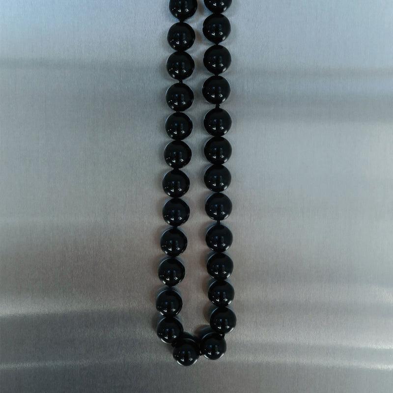 Handmade onyx necklace set with sterling silver eye and hook clasp — Tahlais